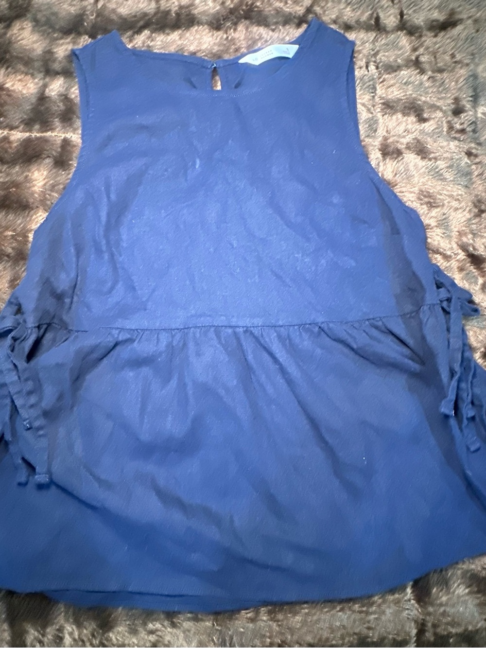 Lauren Conrad Blue Sleeveless Peplum Tie-Side Top S